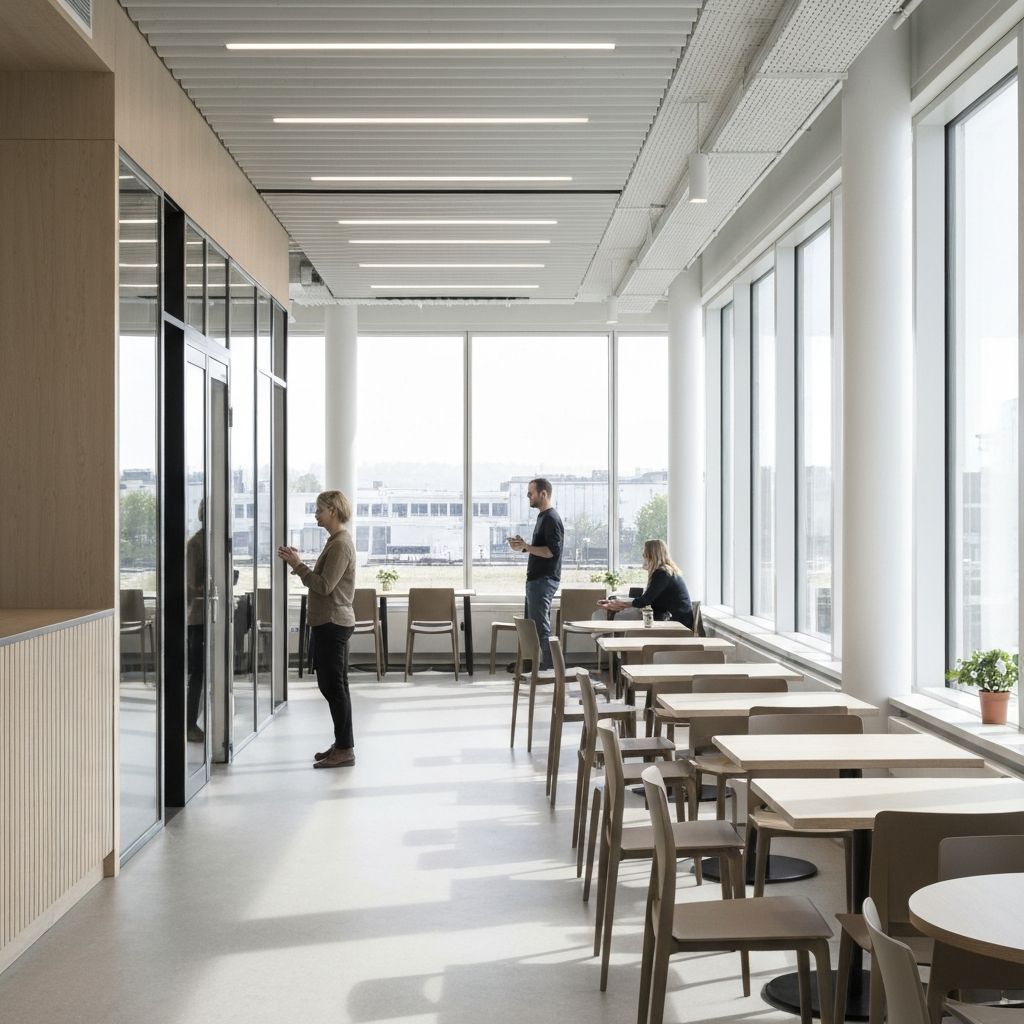 Arbetsplats med lunchmöjligheter